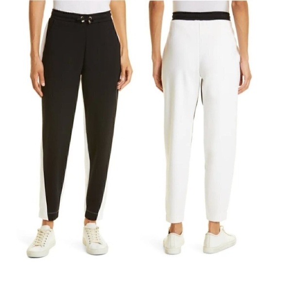 Ted Baker London Stephie Colorblock Cotton Blend Joggers in Black White 6/8 - Picture 1 of 12